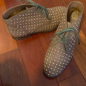 Matiko studded shoes. Size 6.5. Brown leather with rose gold studs.